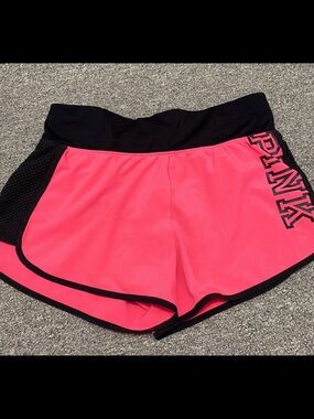 PINK Victoria's Secret Neon Pink Athletic Shorts with Black Waistband